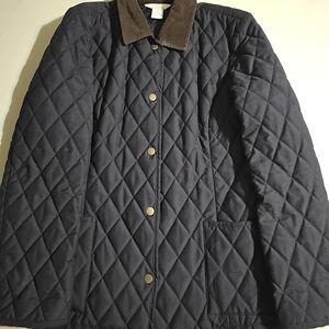 Quilted Blue Jacket with Brown Collar